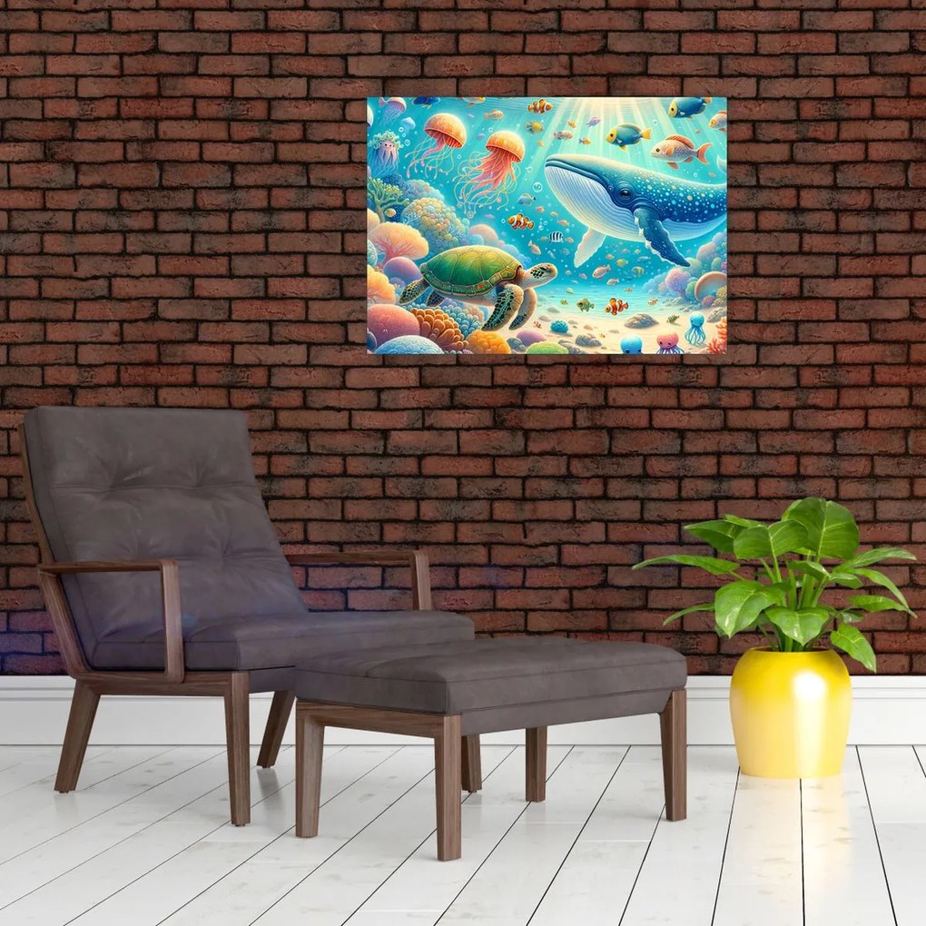 Sklenený obraz - Svet pod hladinou (70x50 cm)