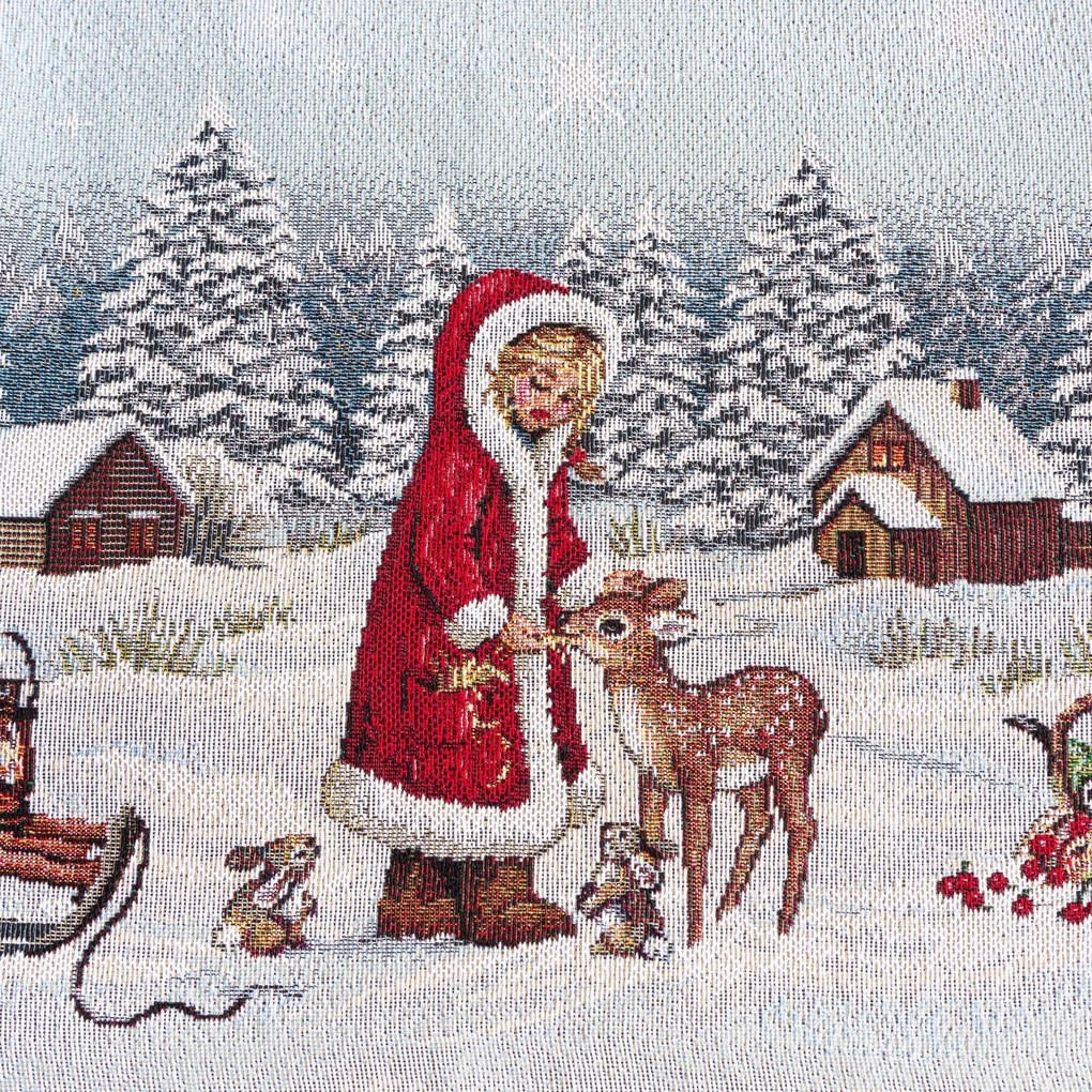 VIANOČNÝ GOBELÍNOVÝ BEHÚŇ NA STÔL VILLAGE 45X140 CM VZOROVANÁ