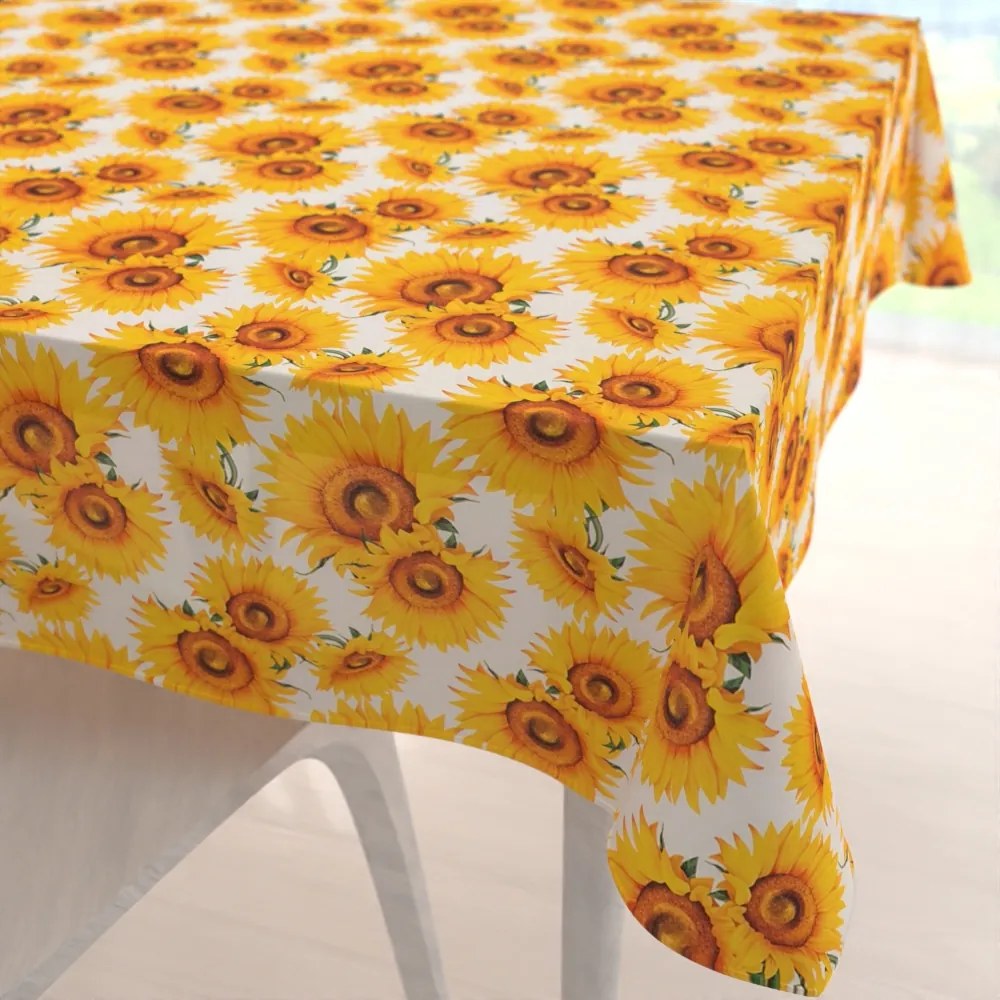 Biante Dekoračný štvorcový obrus PML-102 Slnečnice na bielom 80x80 cm