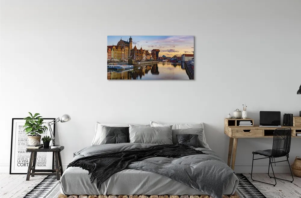 Obraz na plátne Port of Gdańsk rieky svitania 125x50 cm