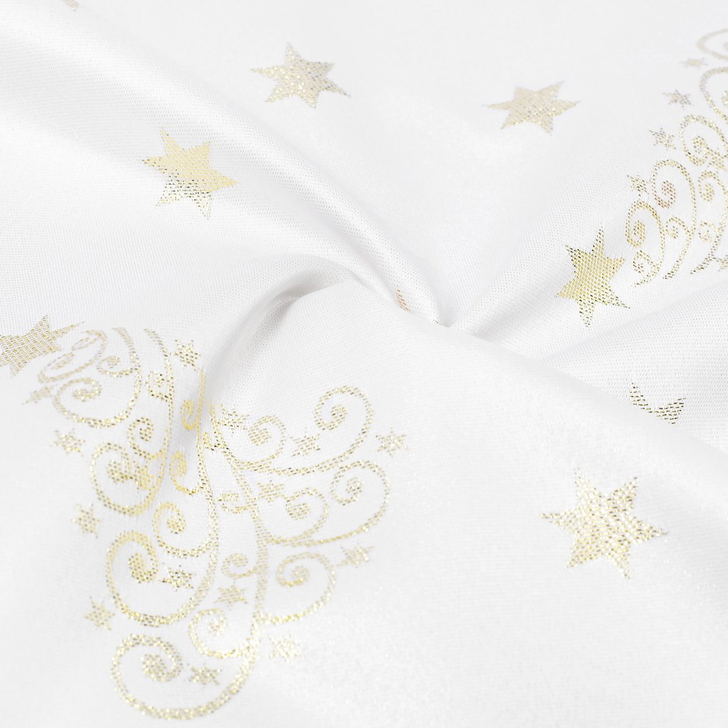 Goldea vianočný hranatý teflónový obrus - zlaté vianočné stromčeky a hviezdičky 140 x 220 cm