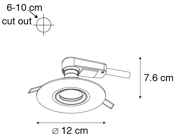 Moderné zapustené bodové svetlo čierne 12 cm - Buco