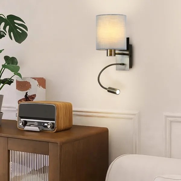 Brilagi - LED Flexibilná nástenná lampa NUBILA 1xE27/25W/230V + LED/3W mosadz/krémová