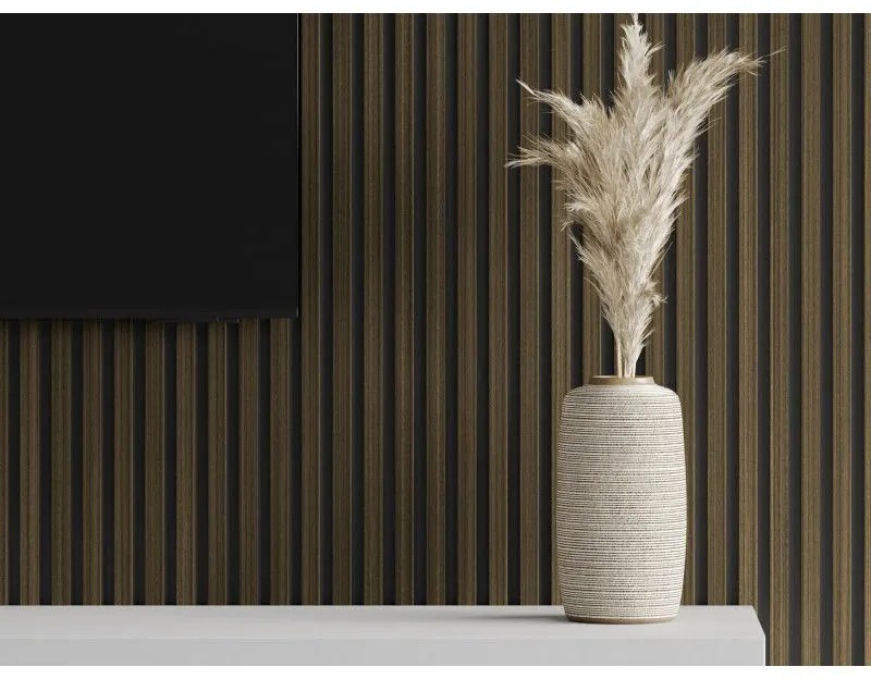 Mexen Lam-F, akustické stenové lamely 275 × 30 cm, plstený podklad 8 mm, technická dyha, eben kráľovský, S105-275307-3015-020