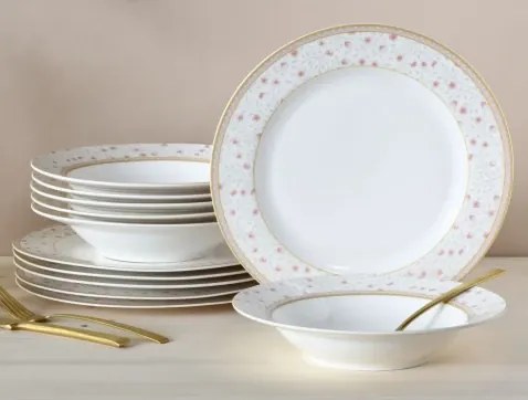 Jedálenský servis (12 dielov) Emilia, kvetinový vzor%