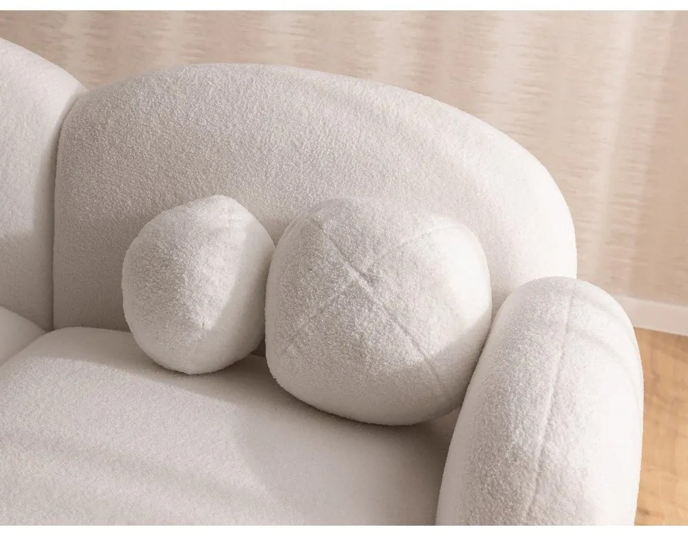 Krémová rohová pohovka z textílie buklé (pravý roh/s leňoškou) Orbit – Ropez