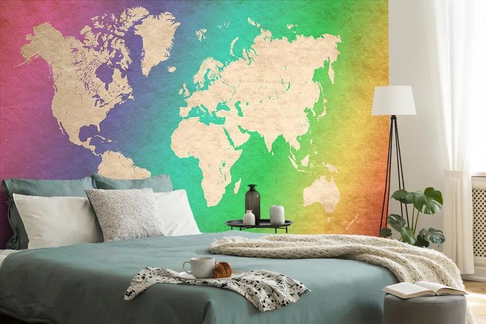 Tapeta pastelová mapa sveta - 150x100