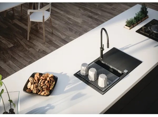 ALVEUS 1132179 - Drezová batéria s vyťahovacou sprškou NERINA 46,8 cm čierna