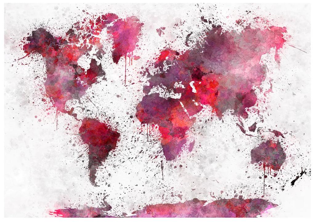Artgeist Fototapeta - World Map: Red Watercolors Veľkosť: 100x70, Verzia: Standard