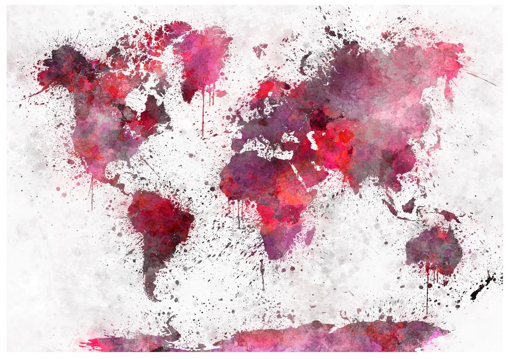 Artgeist Fototapeta - World Map: Red Watercolors Veľkosť: 147x105, Verzia: Samolepiaca