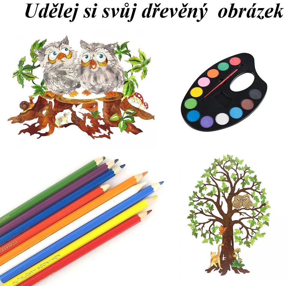 AMADEA Drevený obrázok na vymaľovanie kytice slnečníc 25 cm