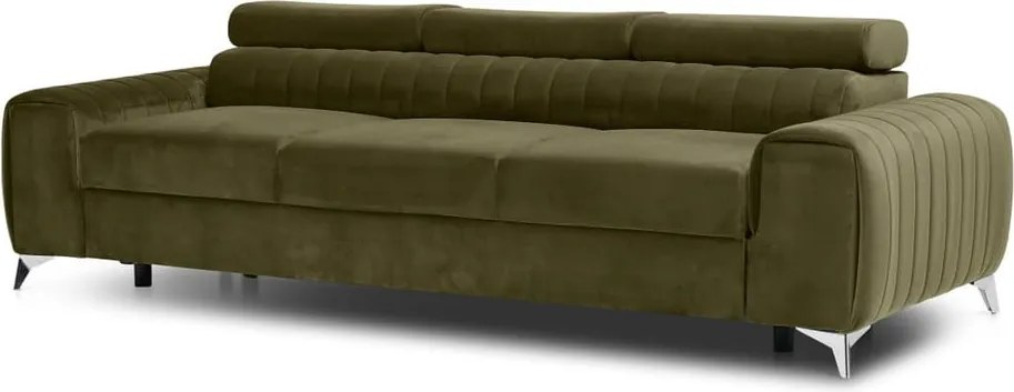 Khaki zamatová rozkladacia pohovka 261 cm Laurence – ELTAP