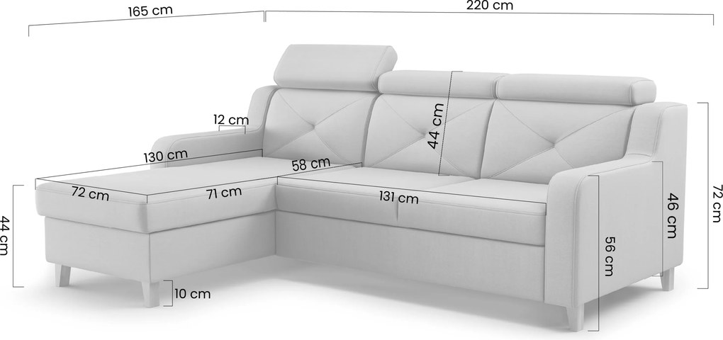 Rohová sedačka Laksaro s rozkladom pravostranná - tmavobéžový zamat Jasmine 25