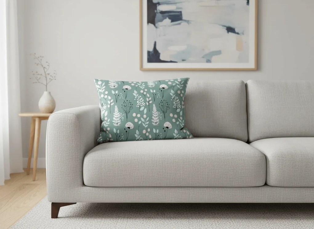 Dekoračná obliečka na vankúš WILD FLOWERS 50x70 cm, mentolová