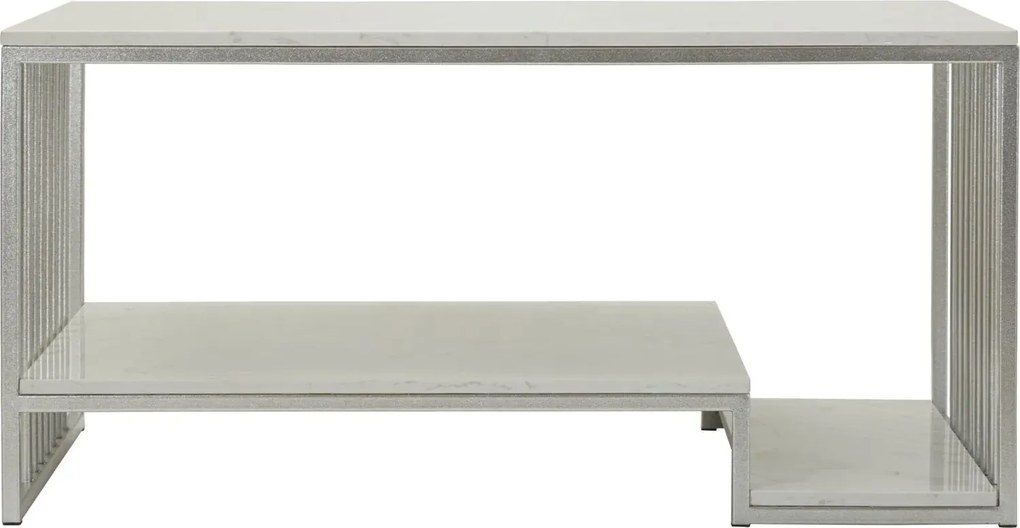 Konferenčný stolík Kayseri 90 cm mramor/strieborný