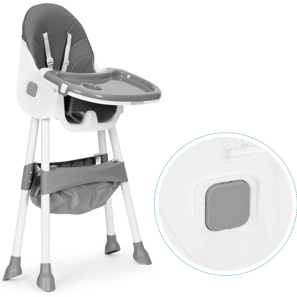 Dětská jídelní židlička BABY ECOTOYS šedá