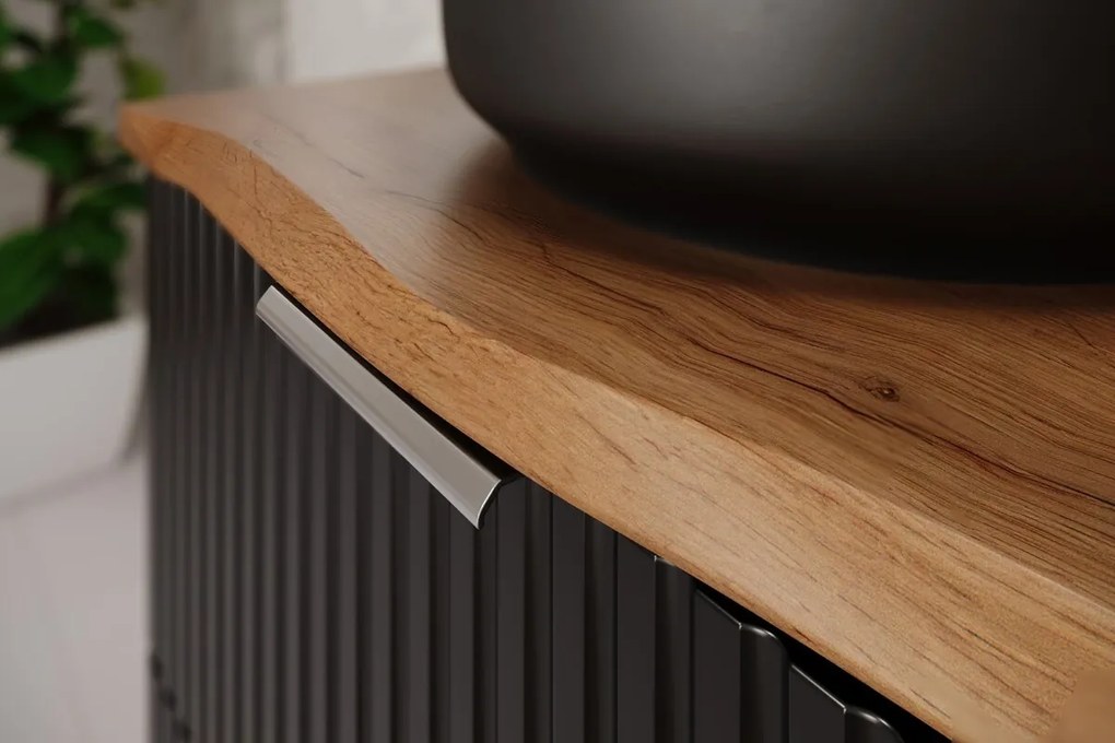 Závěsná skříňka Casad Nature s deskou 120 cm černá/dub wotan