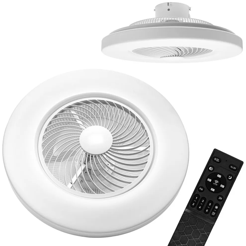 Toolight Toolight, LED stropné svietidlo s ventilátorom + diaľkové ovládanie APP1551-C, biela, OSW-05180