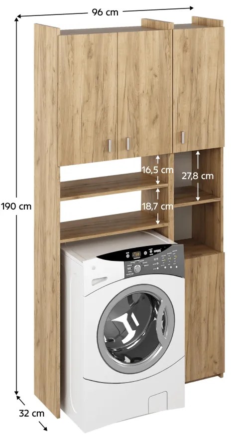 Skrinka nad práčku MIRALI, dub artisan