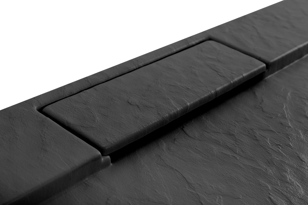 Rea Grand Black, sprchová vanička z minerálneho kameňa 100x80x3,5 cm, čierna matná, REA-K4593