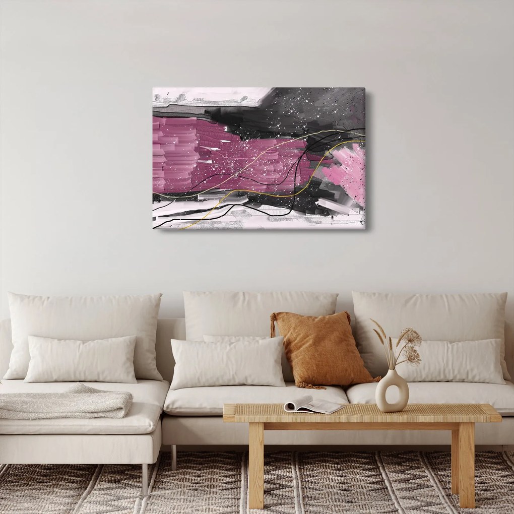 Obraz - Ružovo-čierna abstrakcia (90x60 cm)