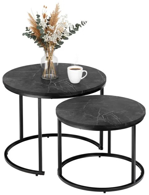 Sada 2 konferenčných stolíkov GALEN čierny mramor
