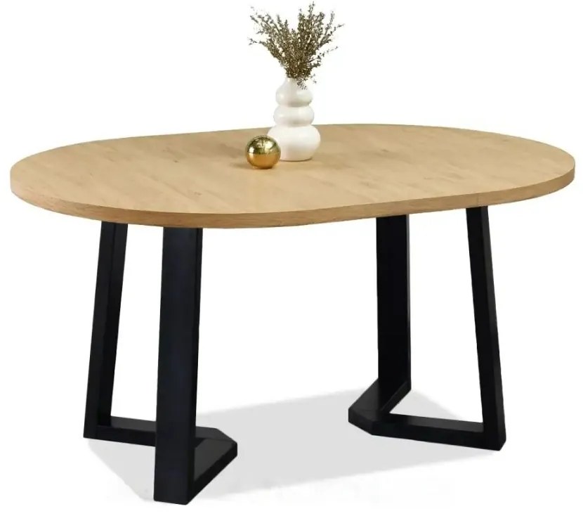 Rozkladací jedálenský stôl EWAN dub + čierne nohy