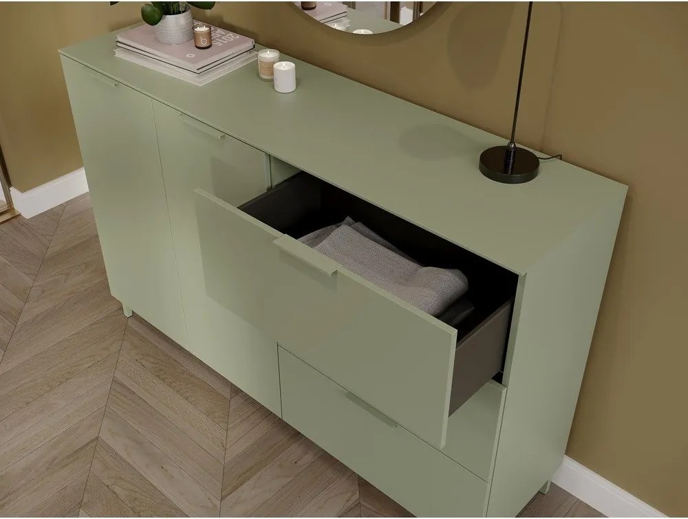 Zelená matná komoda 151x98x40 cm Savoca – Germania