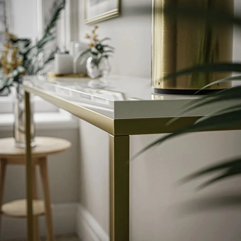 KONZOLA BELLA BIELY LESK / ZLATÝ PODSTAVEC 100