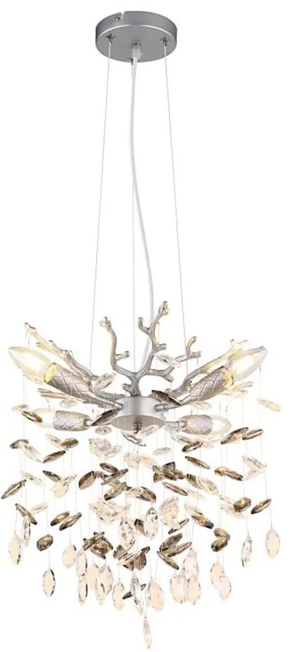 Globo 64138HS - Závesný luster QUEENA na lankách 4xE14/40W/230V strieborný