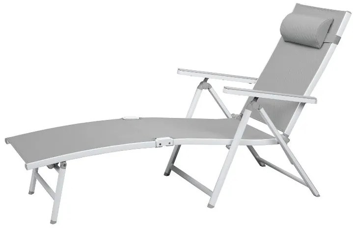 Livarno home Hliníkové ležadlo Houston s opierkami rúk, biele/bledosivé (100385886)