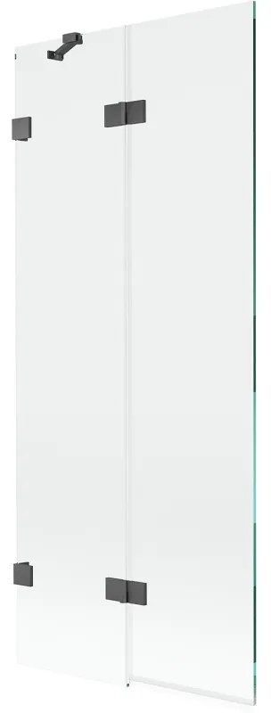 Mexen Lunar, 2-krídlová vaňová zástena ľavá 80 x 150 cm, číre sklo, grafitová, 897-080-100-66-00-L