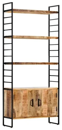 vidaXL 4-poschodová knižnica 80x30x180 cm surový mangovníkový masív-