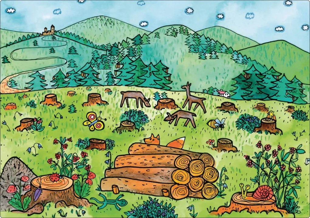 MARIONETINO – Zadná scéna Hlboký les / Paseka (2 motívy)