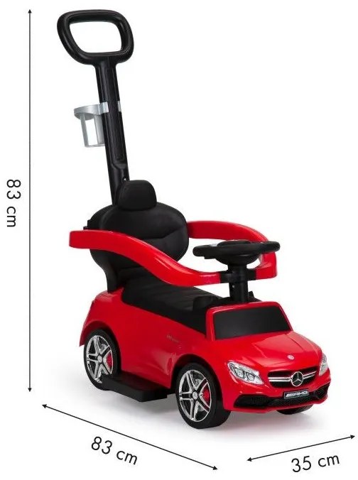 Ecotoys Odrážadlo Mercedes v červenej farbe s rukoväťou