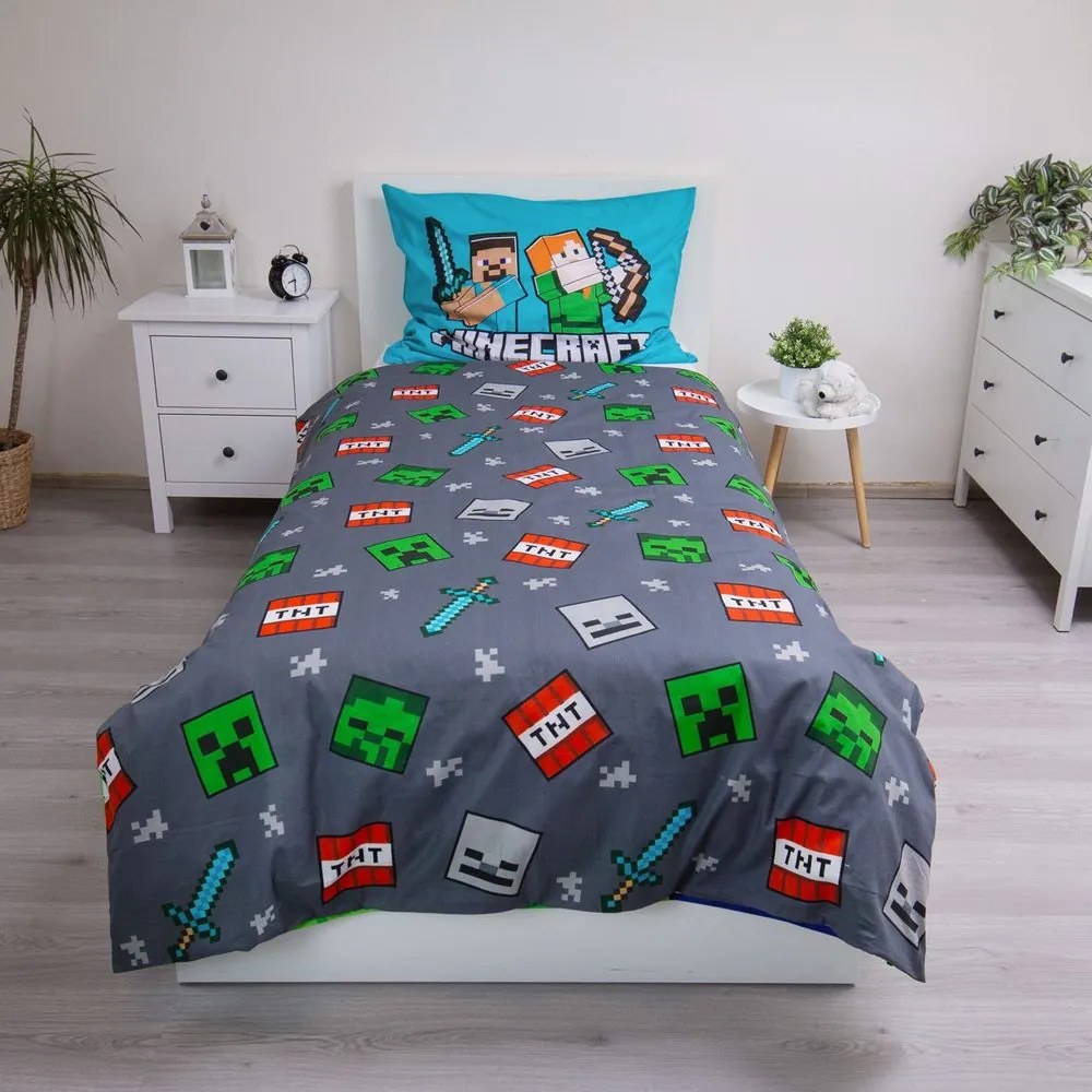 Jerry Fabrics Obliečky Minecraft - Survival Mode | 140 x 200 cm / 70 x 90 cm