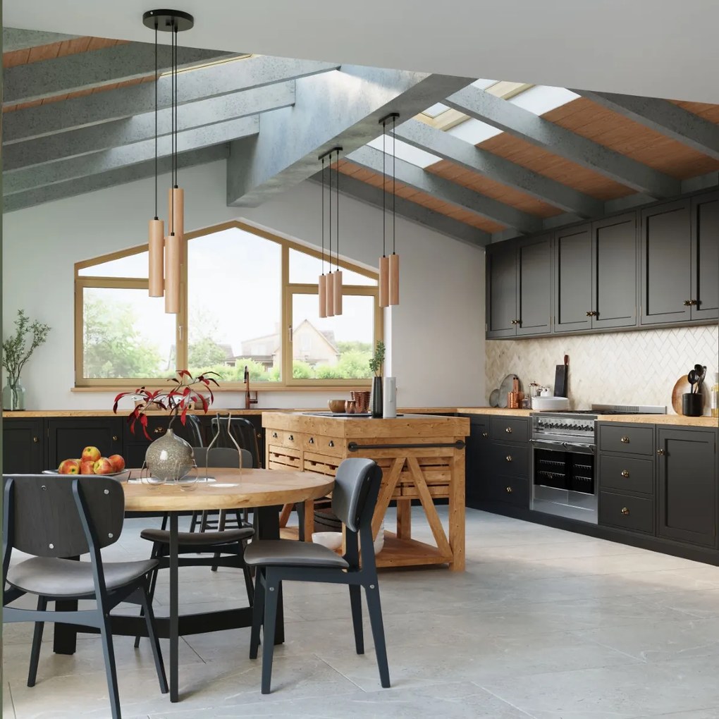 Závesné svietidlo Lino, 1x drevené tienidlo