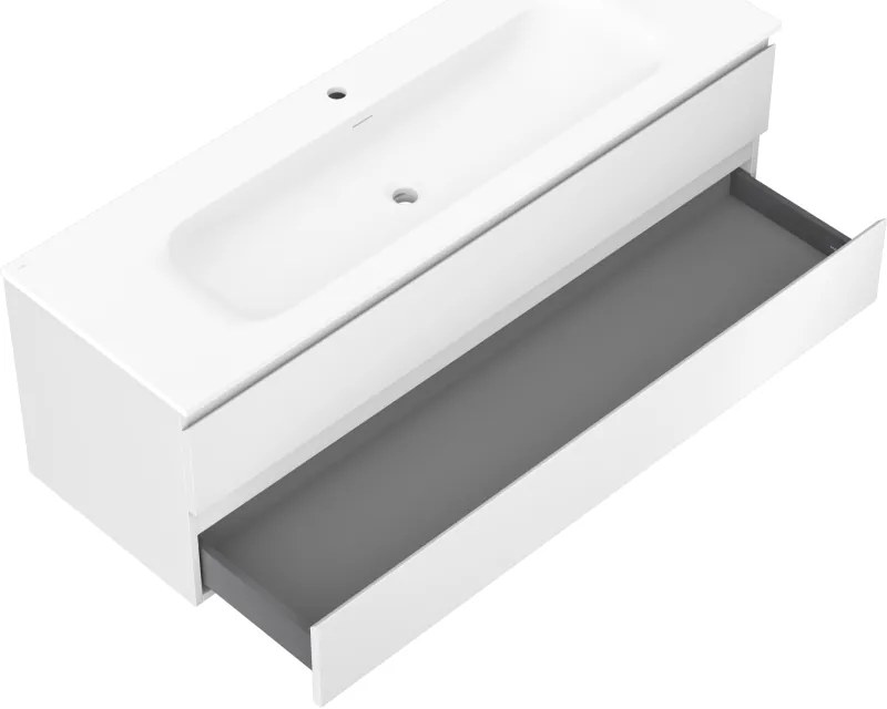 Mexen Orio, kúpeľňová skrinka 140 cm s umývadlom Vela, 2 zásuvky, biela matná, 91A10-14047-2-BFF01-W23M01
