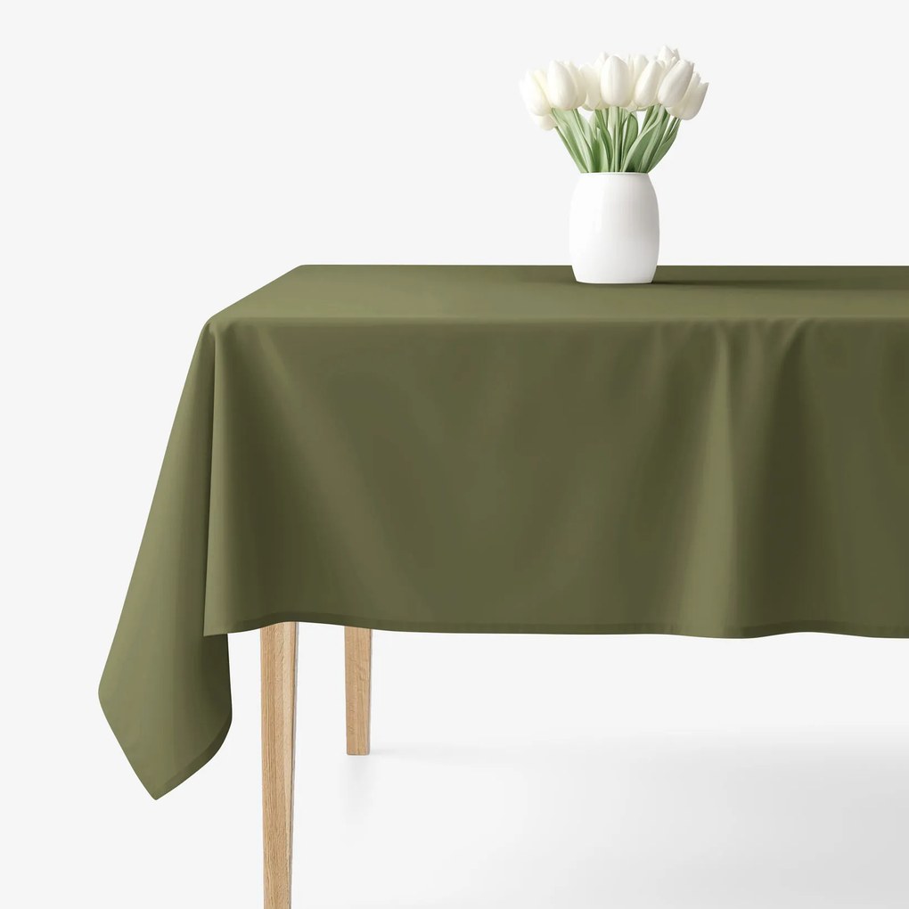 Goldea hranatý obrus 100% bavlnené plátno - olivový 120 x 120 cm