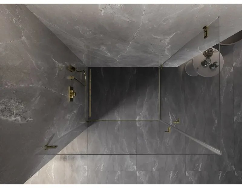 Mexen Lunar-B Duo, výklopný sprchový kút 90 x 80 cm, 8mm číre sklo, zlatý profil, 832-090L-080P-50-00