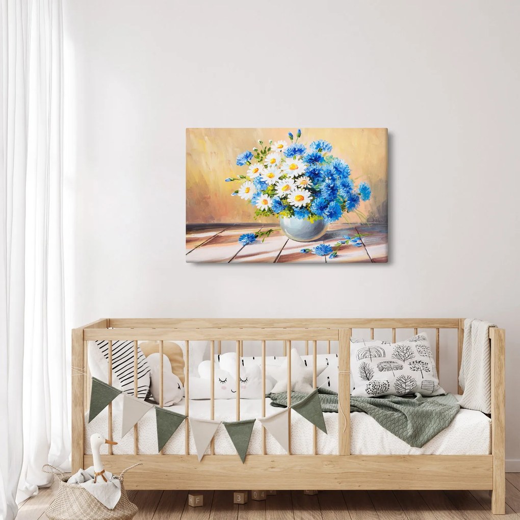 Maľovaný obraz vázy kvetín (90x60 cm)