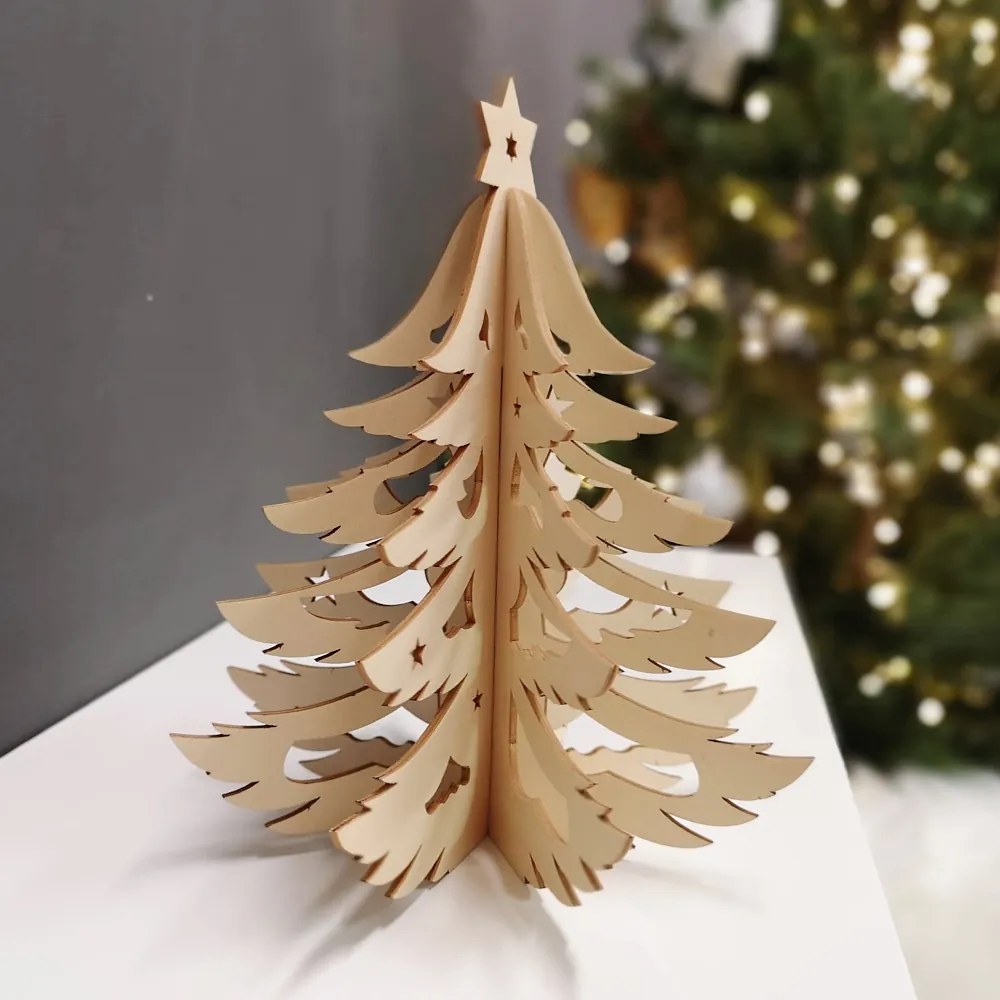 AMADEA Drevený 3D stromček, výška 20 cm