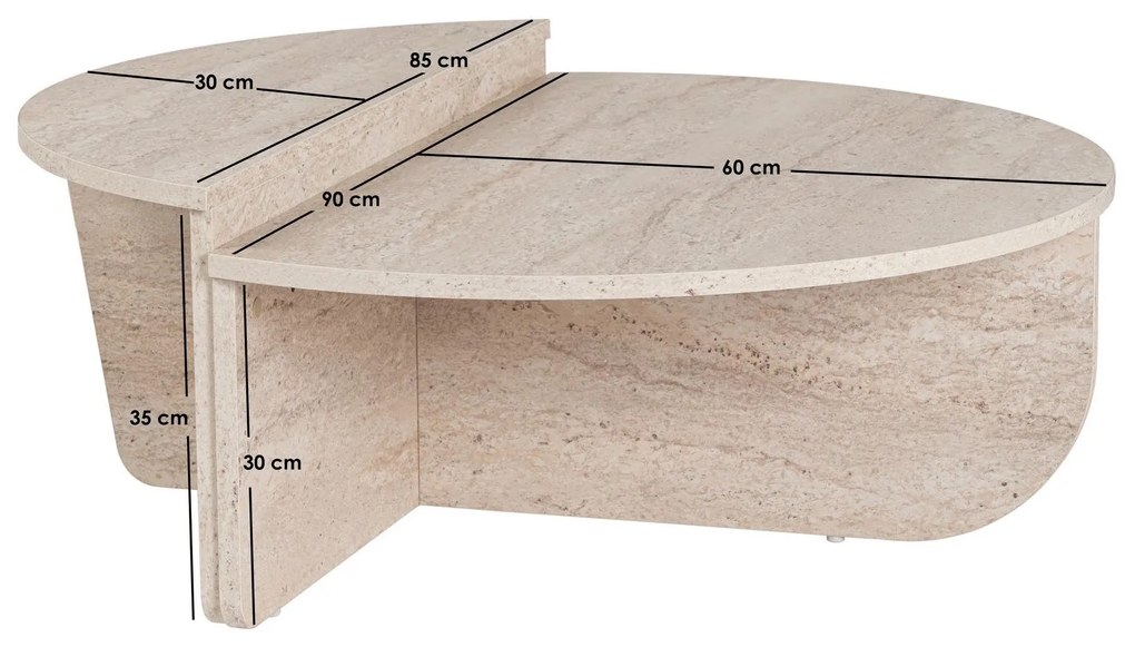 Konferenčný stolík Oronerro 1 (travertín + mramor). Vlastná spoľahlivá doprava až k Vám domov. 1106460