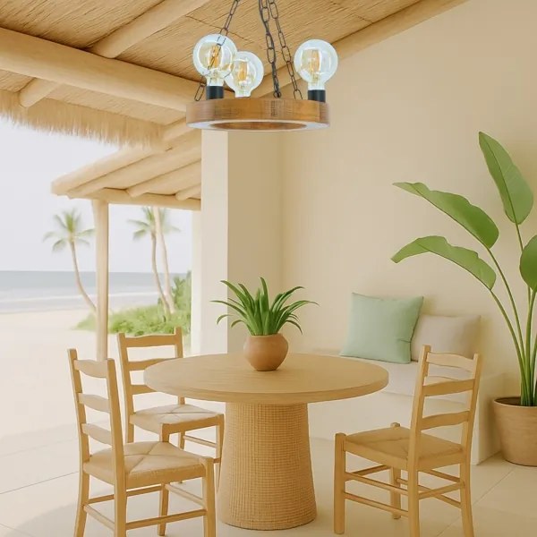 Luster na reťazi IOS 3xE27/60W/230V pr. 30 cm buk