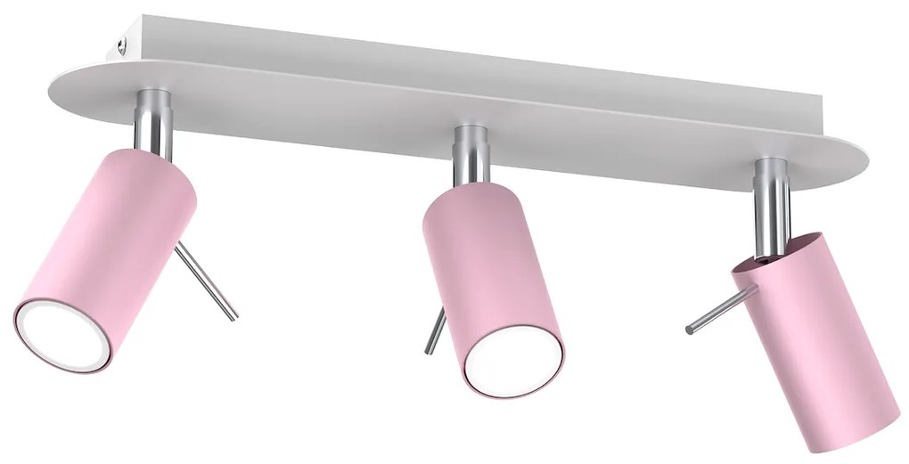 Bodové svietidlo Preston, 3x ružové kovové tienidlo, w/ch