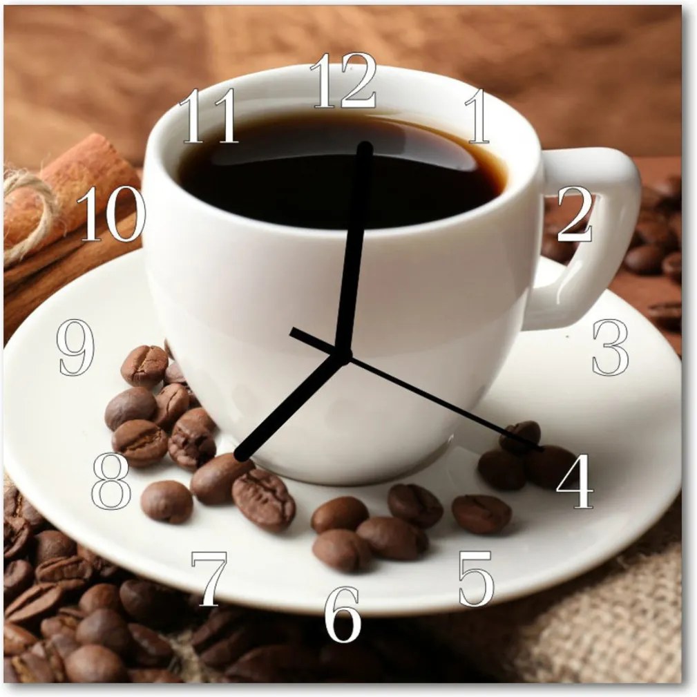 Nástenné sklenené hodiny  káva
