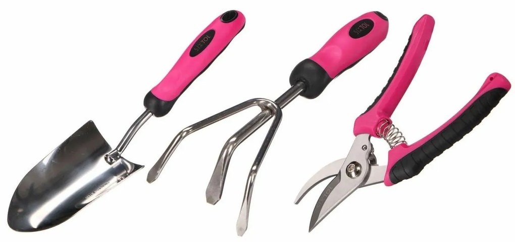 Sixtol Sada záhradného náradia GARDEN PINK 3, 3 ks