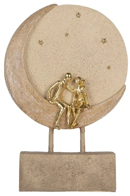 Béžovo-zlatá antik dekorácia zamilovaný pár sediaci na mesiaci - 18*5*26 cm