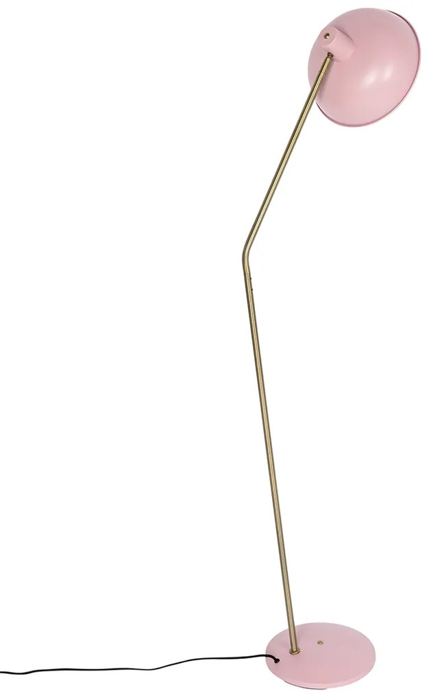 Retro stojaca lampa ružová s bronzom - Milou