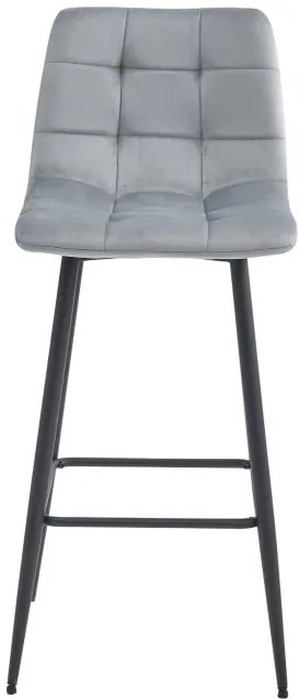 Set štyroch barových stoličiek ARCETO zamatové strieborné (čierne nohy) 4 ks